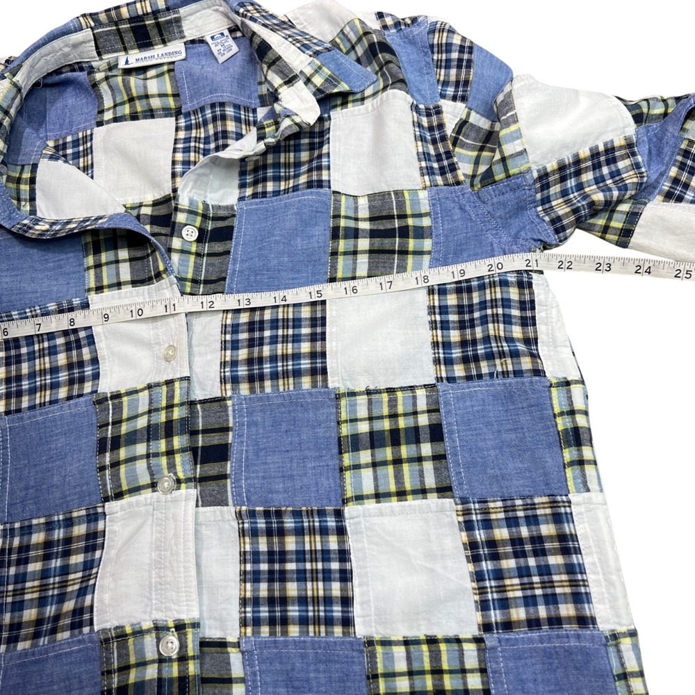 Vintage Marsh Landing Patchwork Plaid ButtonDown Shirt Long Sleeve Cotton Size M - Picture 4 of 9
